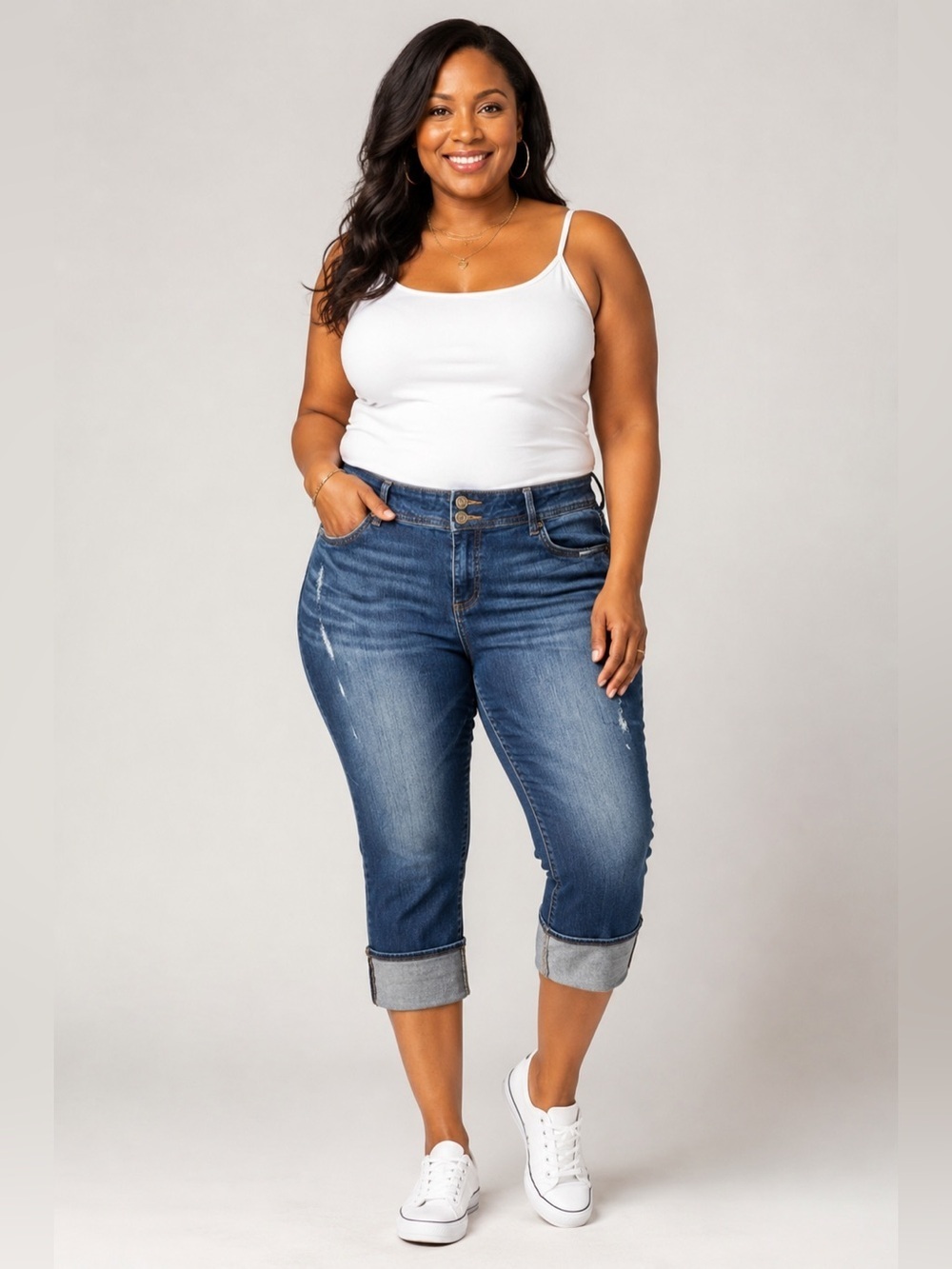 Kut From The Kloth Catherine Boyfriend Cuffed Capri Jeans Size 16 Distressed